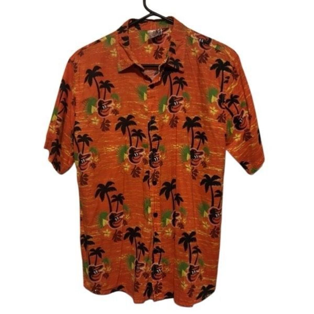 Baltimore Orioles Size Youth XL Hawaiian Style Short Sleeved Button Shirt